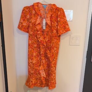 NWT Draper James Vibrant Orange Wrap Dress, Sz 2
